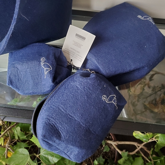 Felt Navy Blue purse with matching smaller bags - Picture 3 of 4